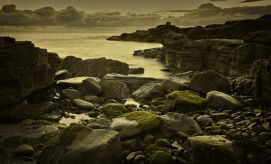 muntanya de roca, platja, roques, núvols, alba, tarda, horitzó, paisatge, exposició llarga, molsa, roques molses, oceà, fotografia, formacions rocoses, escènic, mar, paisatge marí, vora del mar, sèpia, posta de sol, aigua, rock, sòlid, rock - object, bellesa a la natura, cel, escenics - natura, terra, tranquil·litat, núvol - cel, escena tranquil·la, naturalesa, cap gent, formació de roca, idíl·lic, escena no urbana, a l'aire lliure, litoral rocós, 2K, CC0, domini públic, lliure de regalies