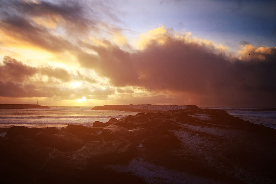 daggry, sol, Sky, natur, strand, hav, island, himmel, sky - himmel, vand, scenics - natur, skønhed i naturen, solnedgang, horisont over vand, jord, horisont, ro, rolig scene, idyllisk, ingen mennesker, bølge, dramatisk himmel, bevægelse, 5K