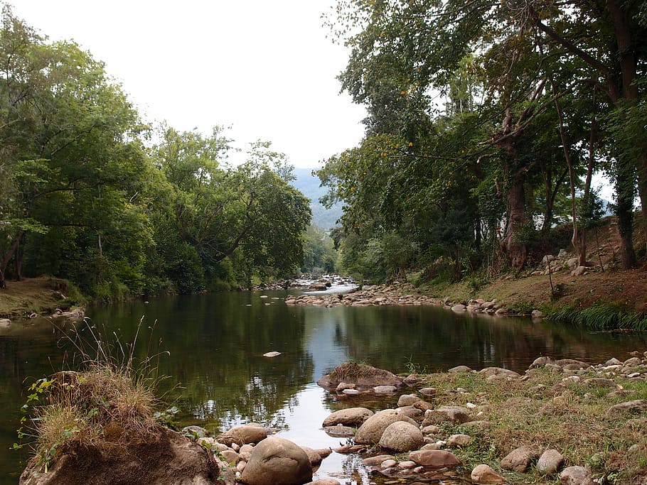 Španělsko, Kantábrie, cades, voda, rostlina, strom, krása v přírodě, klid, Příroda, růst, scenics - příroda, Skála, odraz, den, jezero, nebe, les, rock - objekt, pevný, klidné scény, nikdo, zelená barva, venku, tekoucí, tekoucí voda, 2K