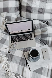 everything, need, work, bed, workspace, computer, macbook, iphone, book, phone, mobile, laptop, reading, above, cell phone, bedding, bedroom, blogging, flatlay, technology, wireless technology, drink, cup, table, mug, food and drink, refreshment, coffee, communication, coffee - drink, indoors, connection, coffee cup, high angle view, portable information device, still life, home interior, no people, keyboard, crockery, 5K, CC0, public domain, royalty free