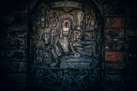mistiniai drožiniai, menas ir amatai, tikėjimas, architektūra, religija, amatų, atstovavimas, nėra žmonių, dvasingumas, istorija, žmogaus atstovavimas, praeitis, kūrybiškumas, garbinimo vieta, vyrų panašumas, pastatyta struktūra, skulptūra, patalpose, pastatas, senas, sienos, drožyba, senovės civilizacija, sugriauta, senovės istorija, 5K, CC0, Viešasis domenas, nemokamai