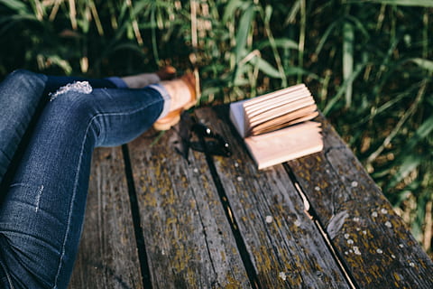 reading book, lake, girl, summer, woman, vintage, relax, book, opened notebook, relaxing, time, old pier, evening, magic hour, old boards, old wood, wooden pier, wood - material, one person, plant, jeans, casual clothing, nature, day, tree, adult, relaxation, outdoors, leisure activity, holding, wood, bench, human body part, low section, young adult, sitting, 4K