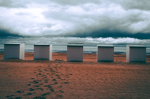 five, white, frames, body, water, architecture, beach, clouds, cloudy, coast, darkness, daylight, footsteps, grey, landscape, nature, ocean, sand, sea, seascape, seashore, shore, sky, waves, cloud - sky, land, scenics - nature, beauty in nature, no people, horizon over water, horizon, tranquility, day, tranquil scene, outdoors, overcast, 4K, CC0, public domain, royalty free