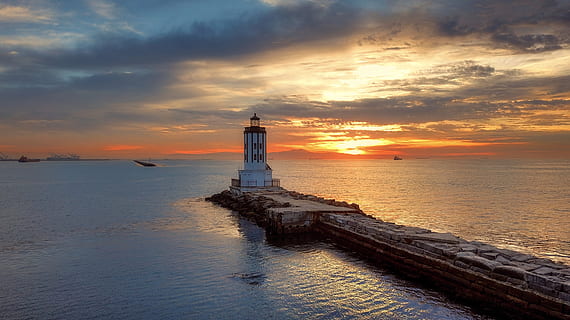 faro durante la notte, oceano, all'aperto, mare, costa, acqua, natura, stati Uniti, contea di los angeles, San Pedro, faro, grigio, Alba, tramonto, cielo rosso, crepuscolo, cielo, guida, nuvola - cielo, scenics - natura, architettura, struttura costruita, direzione, Torre, bellezza nella natura, la tranquillità, esterno dell'edificio, nessuno, protezione, costruzione, orizzonte sull'acqua, 4K, CC0, dominio pubblico, privo di copyright