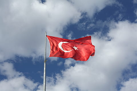 flag of turkey, administration, bright, clouds, cloudscape, country, day, daylight, democracy, flagpole, dom, identity, patriotism, pride, red, sky, stream, symbol, unity, wind, flag, cloud - sky, low angle view, nature, environment, no people, star shape, waving, outdoors, shape, pole, emotion, 5K, CC0, public domain, royalty free