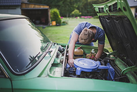 man, checking, vehicle engine, human, person, car, transportation, automobile, vehicle, summer, machine, clothing, apparel, latvia, old, old car, mehanic, europe, baltics, farmer, hardwork, work, countryside, mode of transportation, real people, land vehicle, one person, men, motor vehicle, lifestyles, bending, casual clothing, day, males, cleaning, leisure activity, adult, child, stationary, childhood, outdoors, bending over, 5K, CC0, public domain, royalty free