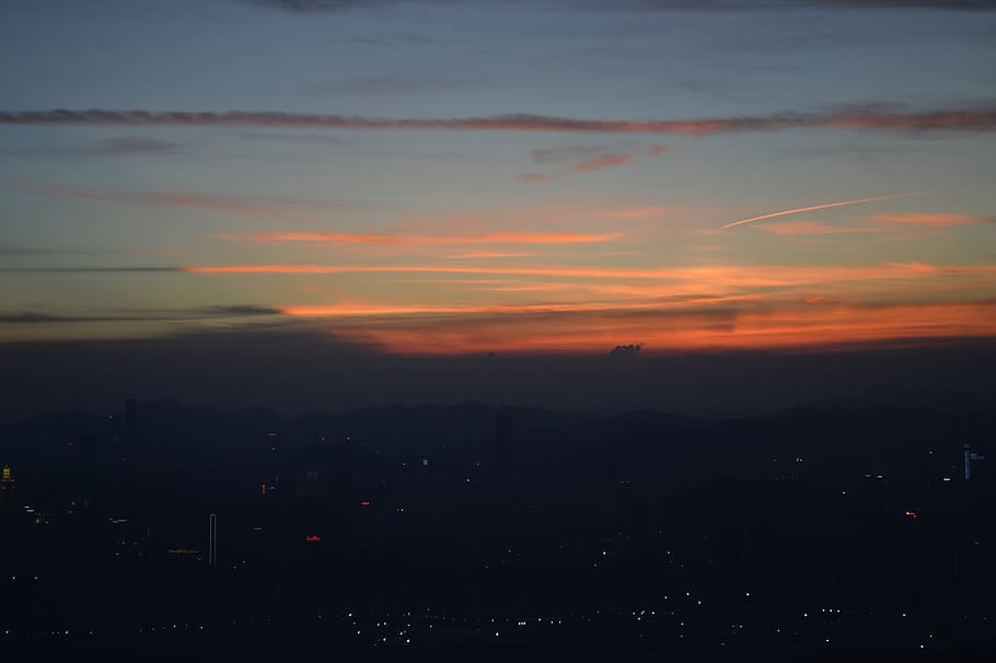 scenary, sunset, sky, cloud - sky, cityscape, orange color, architecture, nature, built structure, city, environment, no people, building exterior, landscape, beauty in nature, silhouette, scenics - nature, outdoors, urban skyline, building, tranquil scene, orange, 4K