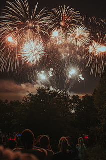 gruppo, persone, Guardando, Spettacolo pirotecnico, notte, fuoco d'artificio, festa, luce, evento, Festival, fuoco, al di fuori, lago, Polonia, albero, tempo, mezzanotte, memoria, Nysa, celebrazione, Fuochi artificiali, che esplode, festa - evento sociale, fuochi d'artificio - Oggetto creato dall'uomo, fuoco - fenomeno naturale, festival tradizionale, Vigilia di Capodanno, divertimento, vacanza, nuovo anno, Capodanno, multicolore, anniversario, felicità, gioia, luminosa, allegro, anno, colore nero, rosso, folla, colori, buio, 4K, CC0, dominio pubblico, privo di copyright
