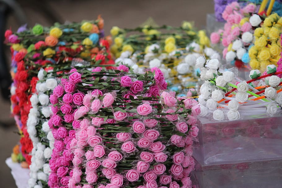 India, Kochi, fiore, pianta fiorita, multicolore, colore rosa, composizione floreale, pianta, freschezza, nessuno, natura, bellezza nella natura, avvicinamento, fragilità, testa di fiore, Al dettaglio, in vendita, preparativi, mazzo, decorazione, vulnerabilità, grande gruppo di oggetti, all'aperto, ghirlanda floreale, 2K