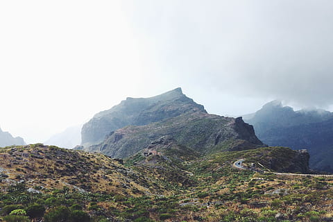 Španělsko, masca, strom, stromy, auto, hora, kopec, horní, zelená, déšť, tenerife, mlha, deštivý, silnice, teide, mrak, zataženo, Skála, Pohled, krása v přírodě, scenics - příroda, nebe, klidné scény, klid, mimoměstské scény, životní prostředí, Příroda, krajina, nikdo, den, pohoří, mrak - nebe, idylický, přistát, dálkový, venku, formace, horský vrchol, 2K, CC0, veřejná doména, bez autorských práv