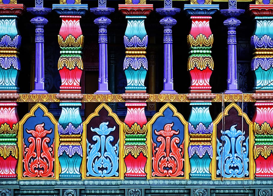 vícebarevné kolejnice umělecká díla, budova, architektura, sloupec, pilíř, bydlení, panské sídlo, Dům, klášter, palác, totem, tiki, symbol, kupole, městský, sousedství, umění, sochařství, socha, věž, umění a řemesla, vícebarevné, nikdo, stavba, zastoupení, tvořivost, řemeslo, víra, lidské zastoupení, náboženství, exteriér budovy, duchovno, místo uctívání, vzor, celý rám, vyšperkovaný, architektura a umění, 4K