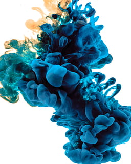 ciano, oro, foto d'inchiostro, sfondi, textures, astratto, creativo, nessuno, girato in studio, avvicinamento, in casa, blu, natura, creatività, arte e artigianato, sfondo bianco, subacqueo, pianta fiorita, fragilità, fiore, acqua, bellezza nella natura, freschezza, vulnerabilità, pianta, mare, testa di fiore, 4K, CC0, dominio pubblico, privo di copyright