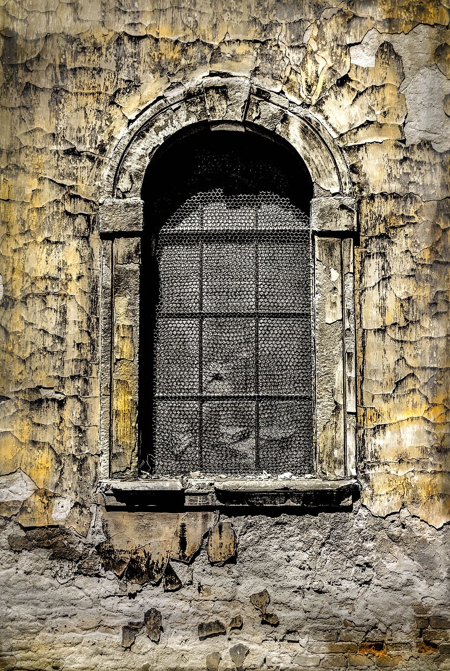 vindue, gips, arkitektur, gammel, bygning, bygning facade, væg, antik, hus, referencemateriale, struktur, vindueskarm, bygget struktur, bygning udvendig, bue, ingen mennesker, dag, forladt, beskadiget, historie, forvitret, fortiden, murbygningsfunktion, murstens væg, nedgang, kørt ned, mursten, forringelse, udendørs, Stenmur, ødelagt, 5K