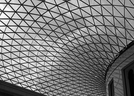 gri, pe scară largă, cladire de sticla de sticla, arhitectură, clădire, tavan, constructie, contemporan, proiecta, futurist, geometric, sticlă, articole din sticlă, fier, modern, model, perspectivă, acoperiş, formă, oţel, construită, vedere unghiulară joasă, nici o persoana, în interior, cadru complet, zi, geometrică, fundaluri, sticlă - material, caracteristică arhitecturală, călătorie, lucarnă, arhitectură și artă, 2K, CC0, domeniu public, fără drepturi de autor