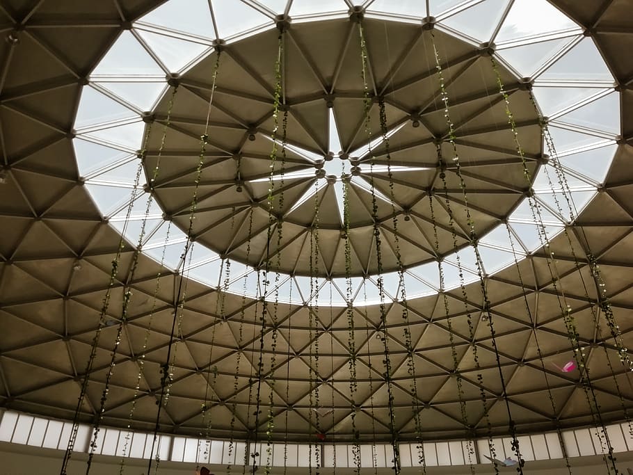 arquitectura, edifici, finestra, claraboia, persona, humà, llum, aranya, sostre, absis, sostre de volta, arquejat, arc, menjar, taller de menjar, restaurant, porxo, habitatge, condomini, pèrgola, estructura construïda, a l'interior, patró, vista d’angle baix, forma geomètrica, cap gent, forma, dia, disseny, cúpula, llum solar, cercle, característica arquitectònica, arquitectura i art, modern, 4K