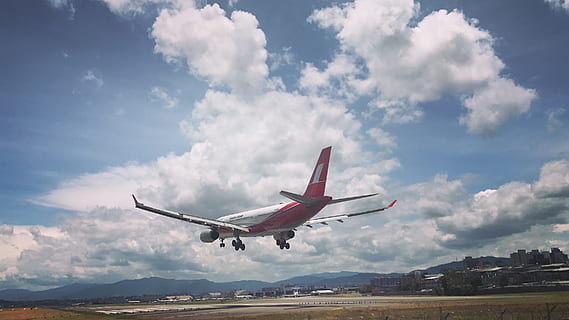 photo, airplane, runway, aeroplane, aircraft, aircraft wings, airfield, airliner, airplane wing, airport, arrival, aviate, aviation, clouds, departure, flight, fly, flying, outdoors, sky, transportation system, travel, air vehicle, cloud - sky, transportation, mode of transportation, nature, mid-air, taking off, motion, day, on the move, no people, commercial airplane, airport runway, journey, aerospace industry, plane, leaving, 2K