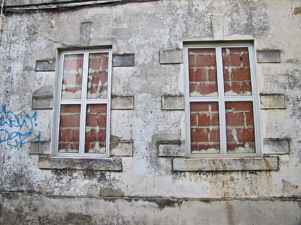 residence, window, construction, architecture, keep, stone, rock, texture, grunge, grungy, building exterior, built structure, building, no people, old, day, house, residential district, wall - building feature, closed, wall, outdoors, abandoned, glass - material, weathered, low angle view, damaged, security, window frame, deterioration, 1080P, CC0, public domain, royalty free