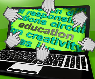education laptop screen, showing, teaching, learning, training, apprentice, apprenticeship, coaching, computer, educate, education, instruct, instruction, internet, learn, online, screen, teach, train, web, communication, technology, wireless technology, connection, computer network, laptop, business, data, global communications, computer keyboard, people, computer equipment, text, desktop pc, green color, keyboard, sign, chaos, 1080P, CC0, public domain, royalty free