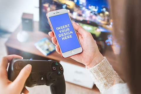 player, ps4, ps 4 gamepad use, smartphone, home., psd mockup, technology, communication, wireless technology, human hand, hand, retail, smart phone, human body part, holding, adult, connection, internet, activity, portable information device, shopping, computer network, photography themes, customer, buying, mobile phone, mobile app, consumerism, social networking, 4K
