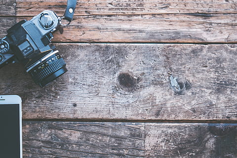 black, gray, dslr camera, brown, wooden, plank, camera, camera lens, desk, device, hardwood, iphone, lens, phone, planks, smartphone, surface, technology, top view, wood, wood planks, wooden table, wood - material, no people, table, old, communication, still life, high angle view, directly above, indoors, metal, pattern, day, connection, close-up, equipment, textured, photography themes, 4K, CC0, public domain, royalty free