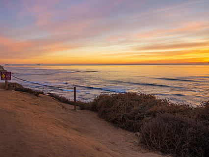 kalmte, zee, dramatisch, wolken, zonsondergang, natuur, kustlijn, water, kust, strand, buitenshuis, oceaan, Verenigde Staten, zand, hemel, dageraad, rode lucht, schemer, bodem, Californië, zonsondergang kliffen, San Diego, zonsondergang kliffen natuurpark, land-, schoonheid in de natuur, horizon over water, scenics - natuur, horizon, wolk - lucht, rustige scène, Oranje kleur, geen mensen, dramatische hemel, reisbestemmingen, 2K, CC0, publiek domein, royaltyvrij