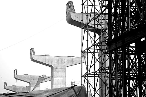 construction, construction site, build, work, built structure, architecture, sky, day, nature, connection, low angle view, no people, transportation, bridge, metal, building exterior, outdoors, bridge - man made structure, clear sky, industry, travel, old, mode of transportation, concrete, 4K, CC0, public domain, royalty free