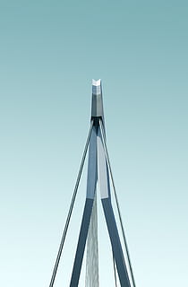 architettonico, fotografia, grigio, Torre, minimo, acuto, costruzione, geometria, architettura, pendenza, Rotterdam, Erasmusbrug, cielo, blu, consultare, picco, ponte, minimalismo, linea, triangolo, creativo, geometrico, moderno, forma, ponte - struttura fatta dall'uomo, ponte sospeso, mezzi di trasporto, acciaio, industria di costruzioni, autostrada, nessuno, bianca, metallo, 2K, CC0, dominio pubblico, privo di copyright
