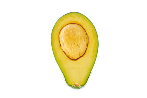 abacate, cru, vegetal, fruta, calorias, Vitamina, fresco, Comida, saudável, nutrição, natural, minerais, delicioso, antioxidante, dieta, orgânico, maduro, desintoxicação, metade de um, testemunho, vegetariano, vegan, Alimentação saudável, comida e bebida, bem-estar, tiro do estúdio, Cortar fora, frescura, fundo branco, dentro de casa, fatia, único objeto, cor verde, ninguém, fechar-se, ainda vida, semente, corte transversal, comida crua, banana, 8K, CC0, domínio público, royalty free