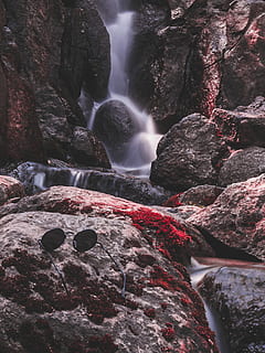 black, hippie sunglasses, rock, boulder, cascade, cold, environment, flow, landscape, moss, motion, rocks, rocky, scenic, smooth, stone, stream, sunglasses, water, waterfalls, wet, rock - object, solid, beauty in nature, scenics - nature, long exposure, nature, flowing water, waterfall, no people, blurred motion, day, land, sea, rock formation, outdoors, forest, flowing, power in nature, 1080P, CC0, public domain, royalty free