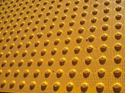 abstract, pattern, texture, yellow, rubber, backgrounds, full frame, shape, design, textured, no people, repetition, geometric shape, close-up, circle, metal, indoors, brown, gold colored, hole, hexagon, detail, 4K, CC0, public domain, royalty free