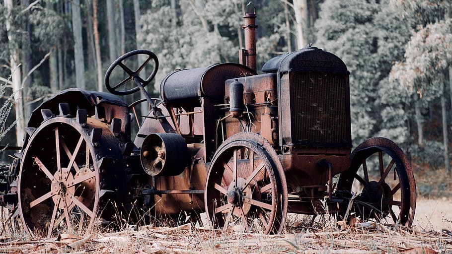 hjul, maskine, rust, traktor, transportmidler, køretøj, tog, abstrakt, diesel, Verdenskrig, årgang, rusten kunst, kunst, gammel, rusten, køretøjer, motor, damp maskine, lokomotiv, forældet, forladt, metal, beskadiget, kørt ned, historie, forringelse, ingen mennesker, dag, nedgang, dårlig stand, fortiden, forvitret, jord, Mark, udendørs, antik, ødelagt, vognhjul, 5K