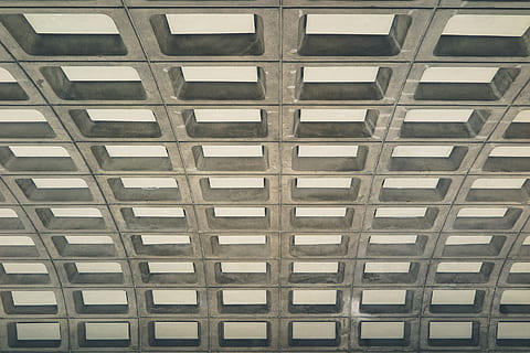 concrete, pattern, domed, ceiling, dc metro station, station., arc, arch, station, background, patterns, rectangles, texture, architecture, low angle view, built structure, full frame, no people, backgrounds, repetition, day, indoors, modern, roof, building, in a row, geometric shape, wood - material, design, textured effect, 2K