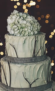 pastís de dos nivells, cap gent, celebració, a l'interior, frescor, il·luminat, decoració, primer pla, menjar i beguda, casament, naturalesa, planta, Color blanc, natura morta, taula, centrar-se en primer pla, menjar, nit, flor, transparent, equipament per a la llar, pastís de boda, vidre, 5K, CC0, domini públic, lliure de regalies
