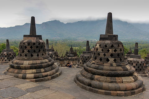 borobudur, Java, Indonesië, stupa, budha, religie, Religi, Azië, gebedsruimte, architectuur, ingebouwde structuur, reisbestemmingen, geschiedenis, het verleden, geestelijkheid, geloof, oude, oude beschaving, reizen, buitenkant van het gebouw, gedenkteken, gebouw, monument, toerisme, stenen materiaal, geen mensen, buitenshuis, heiligdom, 5K, CC0, publiek domein, royaltyvrij