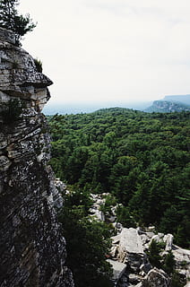 fjellklatring, stein, utendørs, klippe, tre, skog, natur, fjell, mohonk fjellhus, ny paltz, forente stater, flora, vegetasjon, regnskog, land, anlegg, landskap, nåletre, horisont, tåke, skjønnhet i naturen, naturskjønnhet - natur, himmel, ro, rolig scene, fast, dag, ingen folk, rock-objekt, ikke-urbane scene, vekst, bergformasjon, miljø, rennende vann, strømmer, 4K, CC0, offentlig domene, opphavsrett gratis