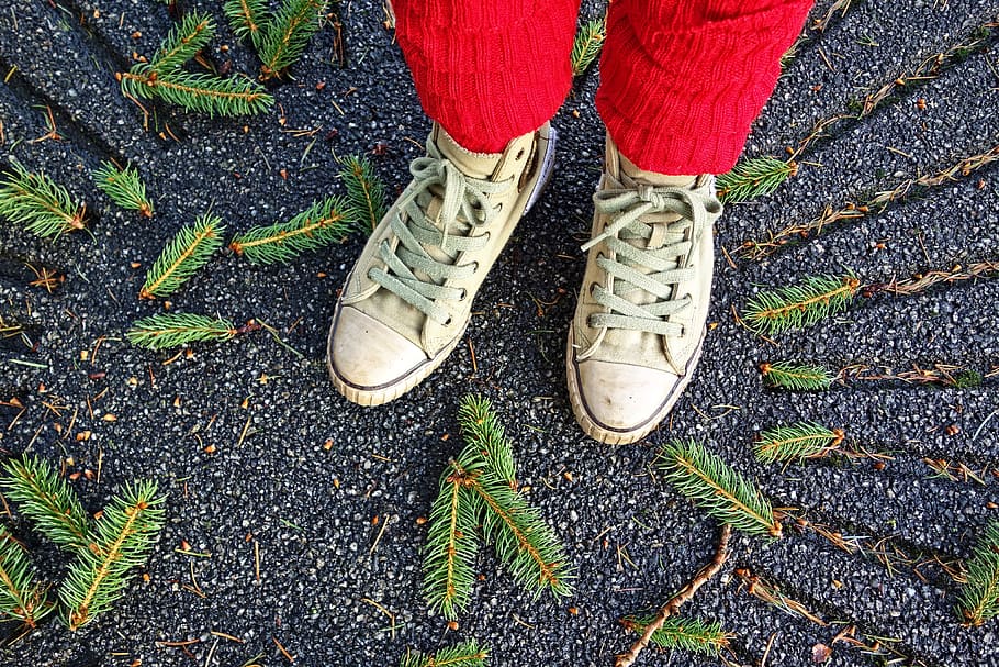 fødder, sko, sneaker, ben, stående, kvinde, ben varmere, mode, stil, fodtøj, afslappet, sporty, lavt afsnit, menneskelige ben, kropsdel, høj vinkel visning, menneskelig kropsdel, en person, rigtige mennesker, dag, udendørs, livsstil, natur, gade, vej, menneskelige fod, herrer, rød, direkte over, menneskelig lem, jeans, 4K