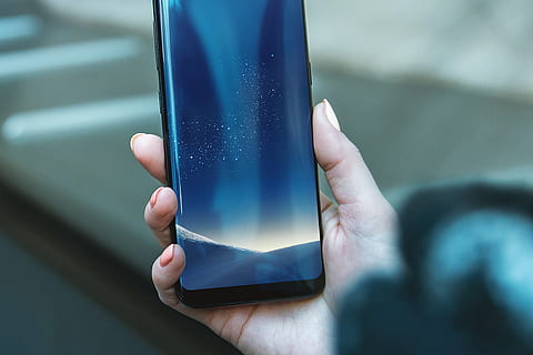 woman, smartphone., hi-res photo, realistic, galaxy, s8, 8 psd mockup, mockup., human hand, human body part, hand, holding, one person, blue, close-up, body part, adult, indoors, technology, business, finger, single object, day, human finger, men, focus on foreground, human limb, care,
