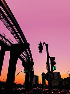 traffic light, sunset, são paulo, traffic, vila prudente station, urban, city, road, sunrise, outdoors, nature, red sky, dusk, dawn, sky, silhouette, arched, architecture, building, arch, pink, built structure, building exterior, pink color, low angle view, clear sky, bridge, transportation, connection, illuminated, bridge - man made structure, no people, machinery, purple, skyscraper, 4K, CC0, public domain, royalty free