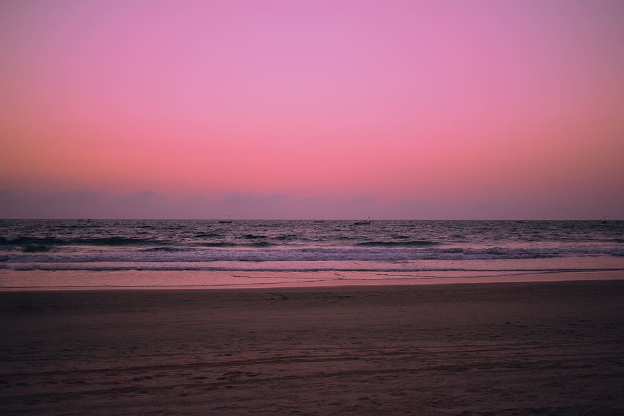 ocean ocean wave, vand, hav, himmel, solnedgang, strand, skønhed i naturen, jord, horisont, scenics - natur, horisont over vand, ro, lyserød farve, natur, rolig scene, bevægelse, ingen mennesker, skumring, bølge, sky - himmel, udendørs, lilla, romantisk himmel, mættet farve, 4K