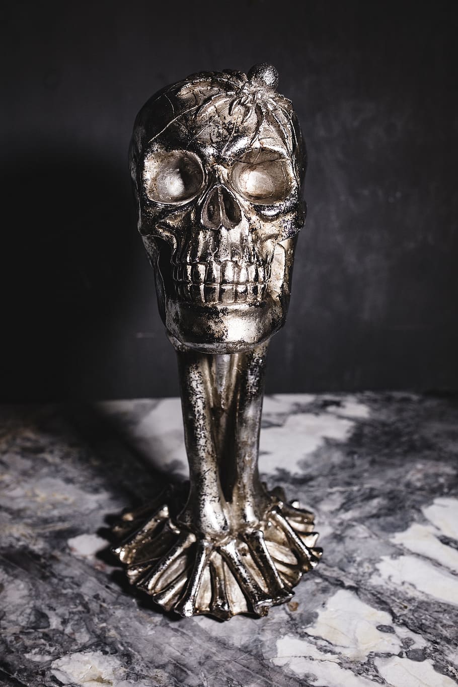 halloween skulls decorations, decor, decorations, autumn, fall, skull, halloween, spooky, scary, skulls, no people, close-up, indoors, table, metal, still life, focus on foreground, single object, pattern, old, nature, food and drink, rusty, glass - material, history, architecture, antique, silver colored, 4K