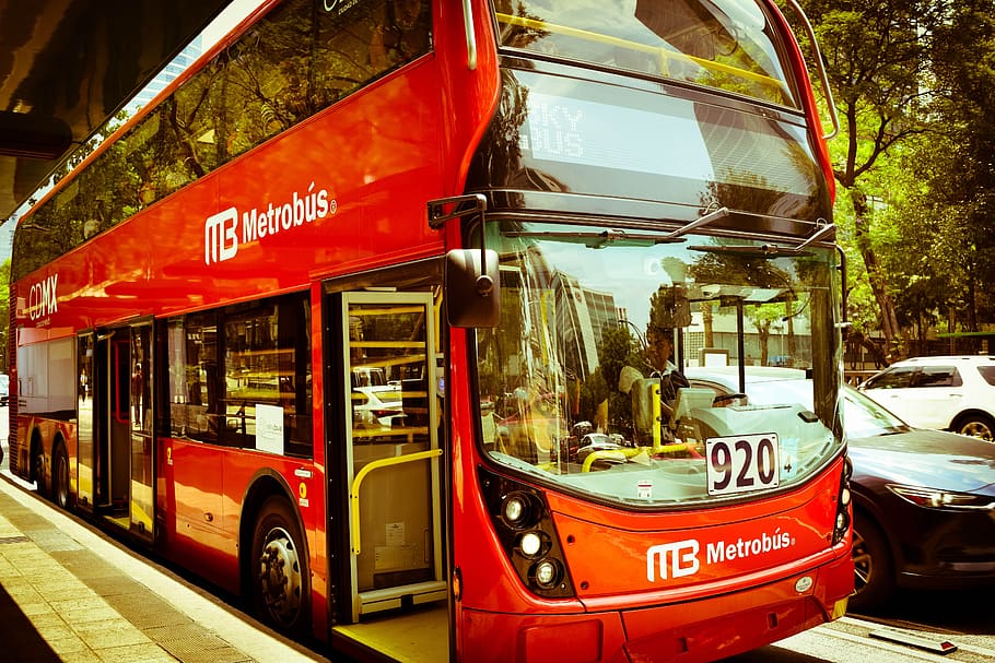 metrobús, autobús, vermell, cdmx, mexicà, transport, autobusos, ciutat, urbà, vehicle, transport públic, manera de transport, vehicle terrestre, text, comunicació, guió occidental, carrer, cotxe, dia, signe, arquitectura, automòbil, a l'aire lliure, viatjar, cap gent, nombre, 5K
