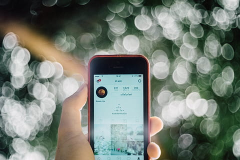 iphone, leaf, instagram, technology, smart phone, wireless technology, human hand, portable information device, communication, human body part, hand, one person, holding, connection, mobile phone, telephone, screen, close-up, using phone, unrecognizable person, digital display, illuminated, outdoors, finger, 4K, CC0, public domain, royalty free