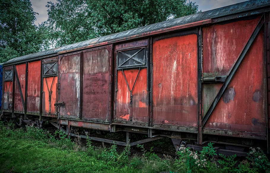 tog, tør, vogn, gammel, metall, jernbane, trafikk, transportere, skinne, rust, rustikk, godsvogner, stål, forlatt, anlegg, jernbane transport, tog - kjøretøy, natur, tre, transport, transportmiddel, dag, jernbanespor, offentlig transport, rød, spor, gress, ingen folk, foreldet, land, arkitektur, forverring, shunting yard, 5K
