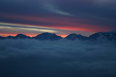 zonsondergang, winter, licht, rossa, wolken, hemel, bergen, westen, blauw, rosa, avond, lichten, wolk - lucht, schoonheid in de natuur, scenics - natuur, berg-, rustige scène, kalmte, bergketen, idyllisch, natuur, majestueus, geen mensen, cloudscape, niet-stedelijke scène, milieu, Oranje kleur, dramatische hemel, bergtop, buitenshuis, 2K, CC0, publiek domein, royaltyvrij