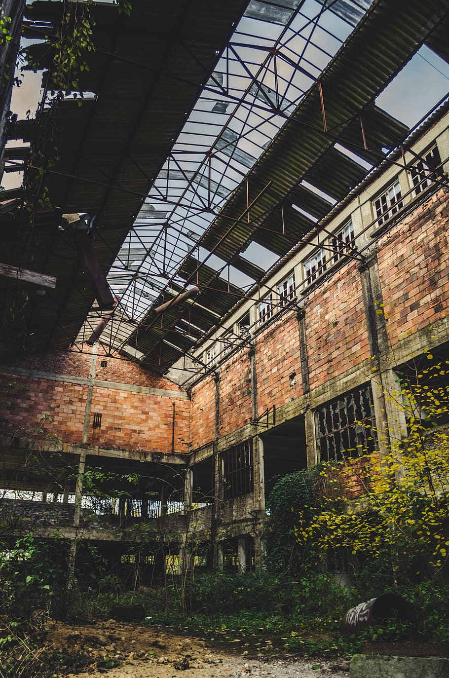 maó, edifici, finestra, arquitectura, França, naturalesa, urbà, arbre, ruïnes, sostre, edificis, abandonat, ciutat, urbex, edifici abandonat, planta, torre, claraboia, porxo, fàbrica, estructura construïda, obsoleta, cap gent, dia, vell, exterior de l'edifici, espatllat, vista d’angle baix, aixafar, a l'aire lliure, resistent, mal estat, declivi, deteriorament, arruïnat, 4K