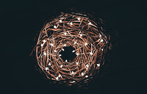 black, brown, gray, lights, nests, illuminated, black background, night, lighting equipment, no people, indoors, studio shot, close-up, pattern, cut out, sphere, single object, light - natural phenomenon, shape, dark, copy space, geometric shape, glowing, celebration, art and craft, light, directly below, 4K, CC0, public domain, royalty free