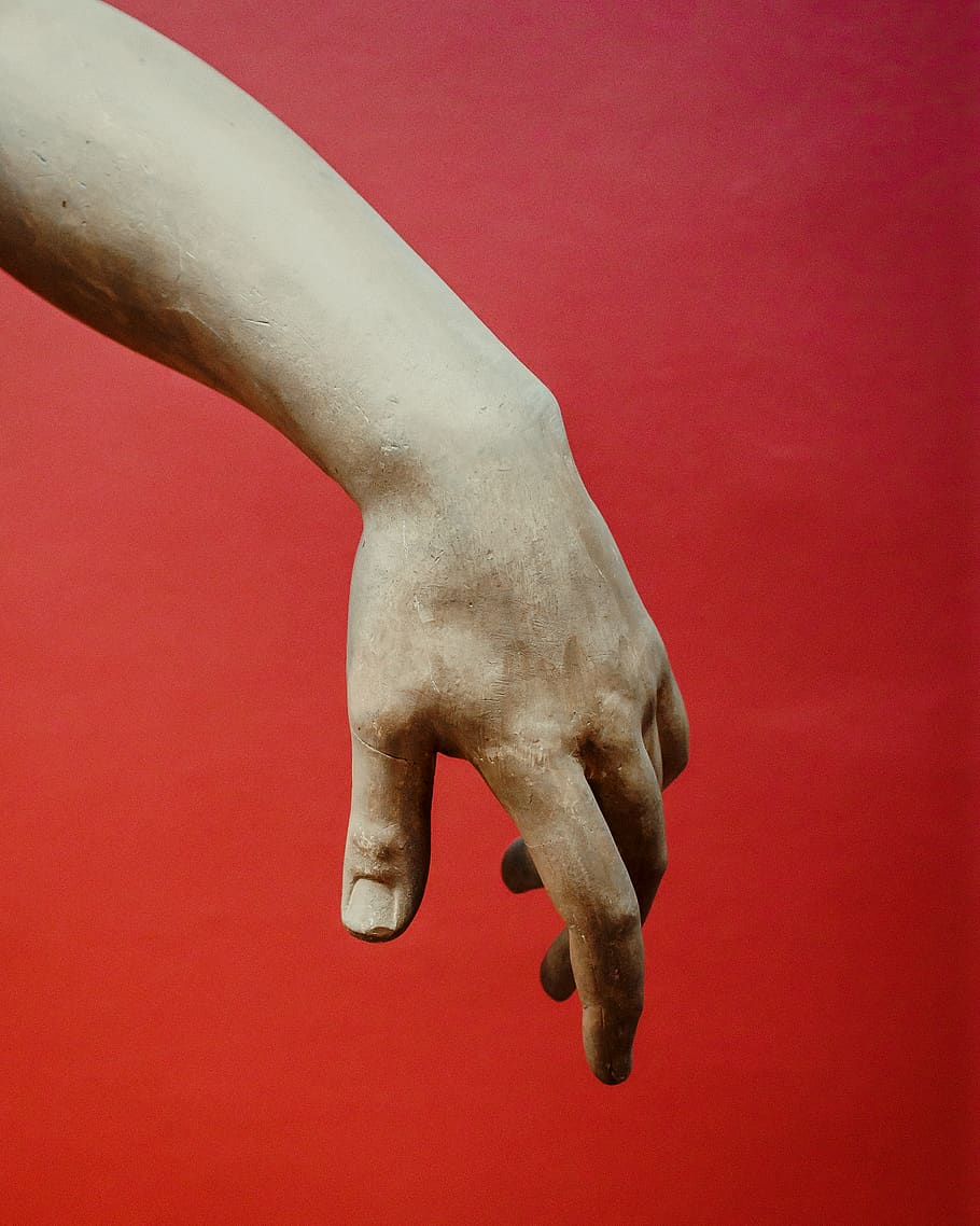 opustil lidskou ruku, Červené, nikdo, barevné pozadí, detail, uvnitř, zastoupení, umění a řemesla, studio shot, sochařství, socha, červené pozadí, tvořivost, kost, design, řemeslo, tvar, zastoupení zvířat, nástěnný prvek, zvíře, 2K