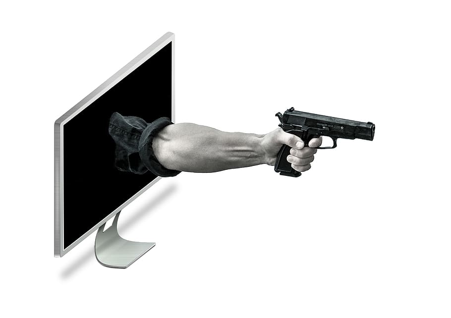 hacker, robatori, seguretat, ordinador, pirateria, phishing, crim, lladre, protecció, cibernètic, privadesa, tecnologia, programari espia, en línia, virus, robar, identitat, dades, criminal, informació, pistola, arma, fons blanc, punteria, tir de l'estudi, celebració, signe, senyal d'advertència, agressió, violència, temes socials, comunicació, una persona, mà humana, a l'interior, tallar, mà, dit, 2K