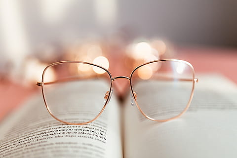 open, book, pink, background, reading, glasses, learning, pink backgound, study, feminine, eyeglasses, selective focus, close-up, no people, indoors, eyesight, focus on foreground, paper, business, finance, still life, newspaper, communication, two objects, text, nature, eyewear, lens - eye, personal accessory, 5K, CC0, public domain, royalty free