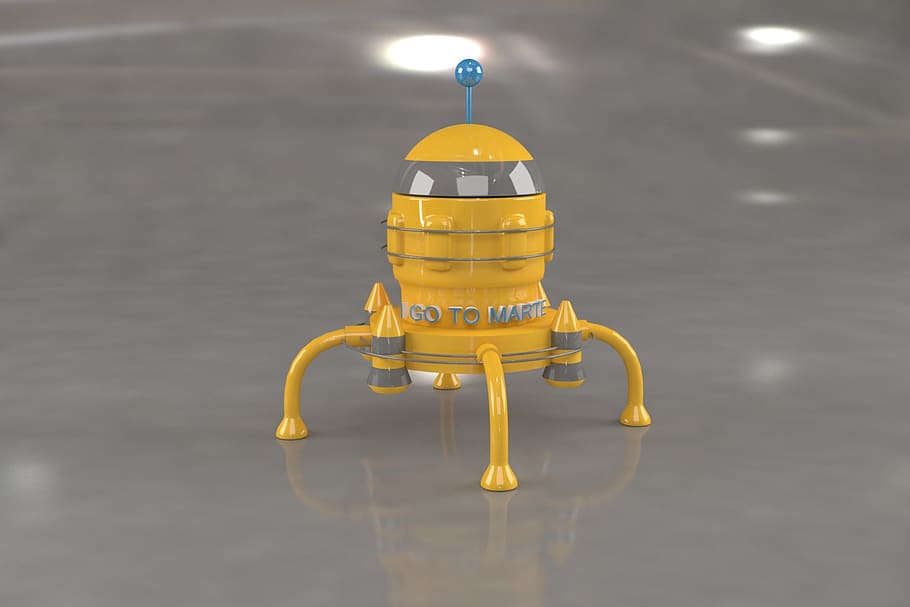 vaixell, 3d, Modelatge 3D, groc, cap gent, equips d’il·luminació, metall, il·luminat, centrar-se en primer pla, sol objecte, primer pla, a l'aire lliure, aigua, reflexió, natura morta, penjant, protecció, seguretat, dia, llum elèctrica, llum, 1080P